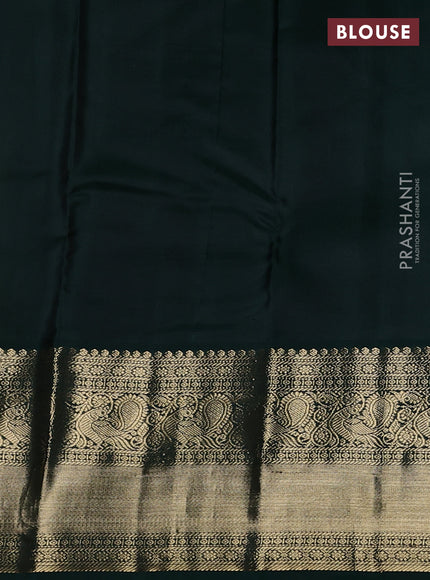 Pure kanchipuram silk saree lime yellow and dark green with zari woven buttas and long zari woven korvai border