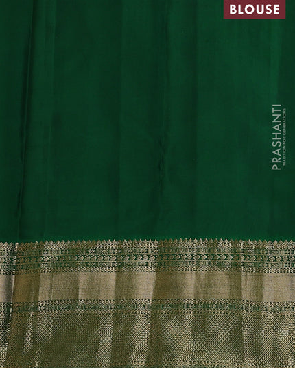 Pure kanchipuram silk saree teal green and dark green with allover zari woven brocade weaves and long zari woven korvai border