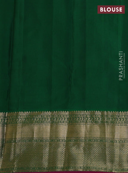 Pure kanchipuram silk saree teal green and dark green with allover zari woven brocade weaves and long zari woven korvai border