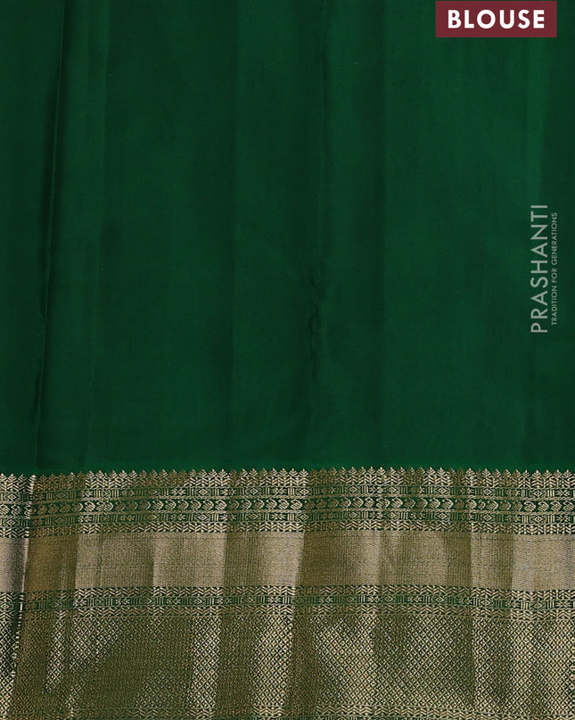 Pure kanchipuram silk saree teal green and dark green with allover zari woven brocade weaves and long zari woven korvai border