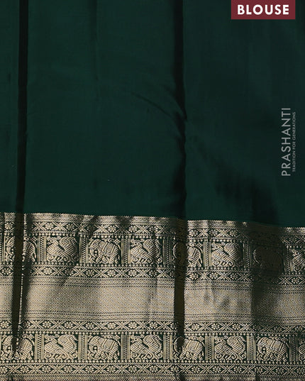 Pure kanchipuram silk saree lime green and dark green with allover zari woven butta weaves and long zari woven korvai border