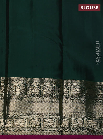 Pure kanchipuram silk saree lime green and dark green with allover zari woven butta weaves and long zari woven korvai border