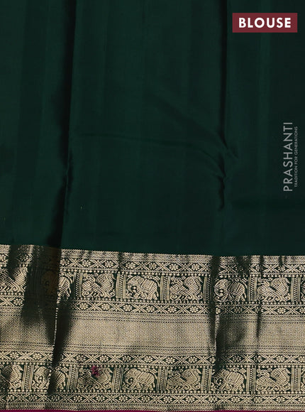 Pure kanchipuram silk saree yellow and dark green with allover zari woven butta weaves and long zari woven korvai border