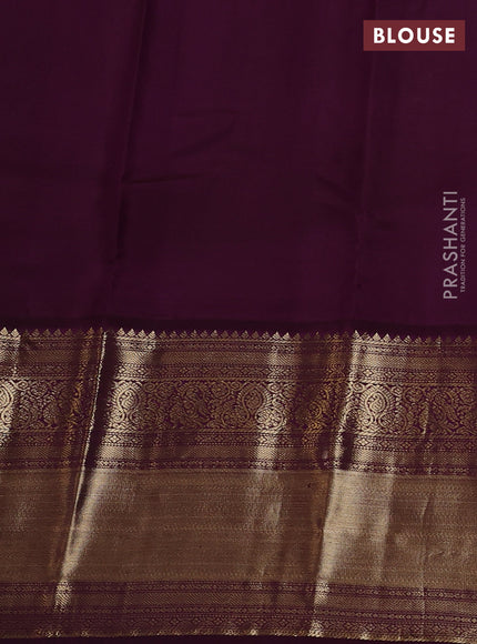 Pure kanchipuram silk saree lime yellow and wine shade with zari woven buttas and long zari woven korvai border