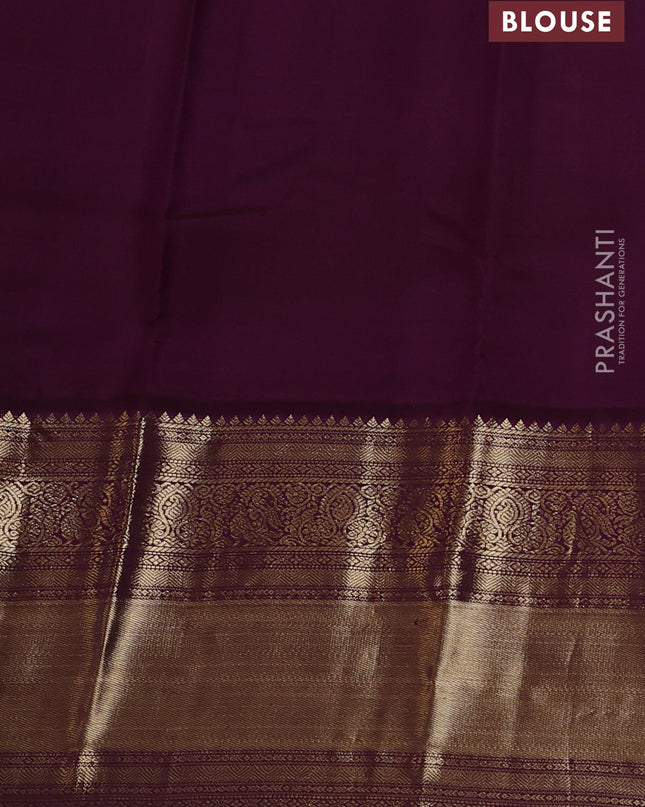 Pure kanchipuram silk saree lime yellow and wine shade with zari woven buttas and long zari woven korvai border