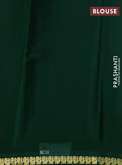 Pure mysore silk saree green with plain body and zari woven border