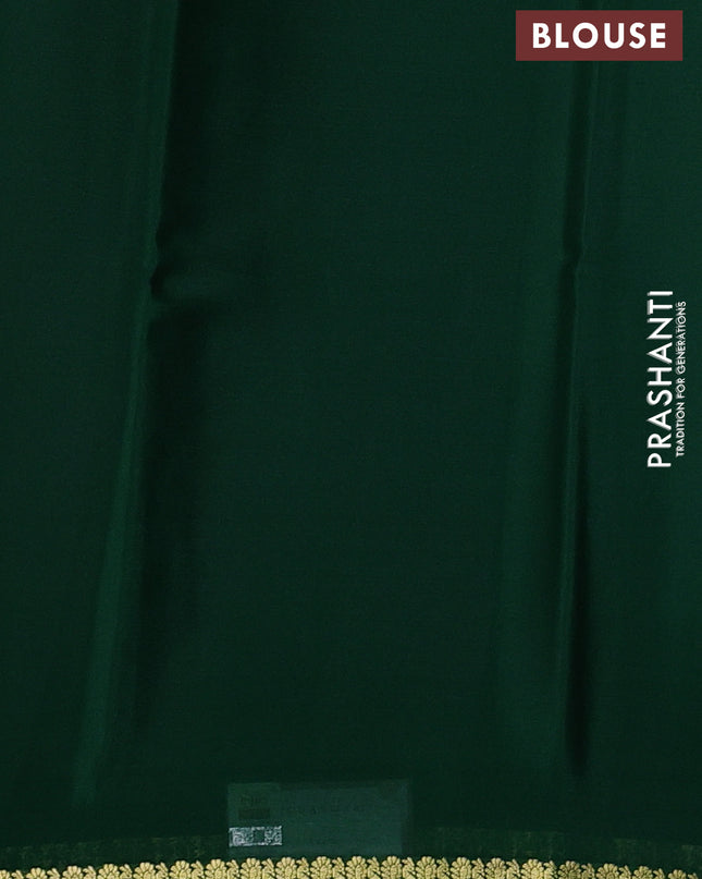 Pure mysore silk saree green with plain body and zari woven border