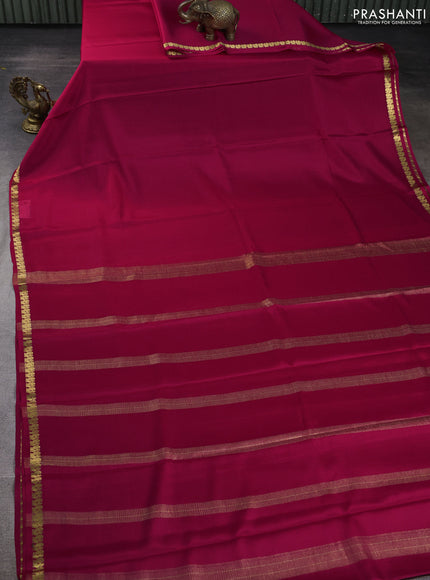 Pure mysore silk saree pink with plain body and zari woven border