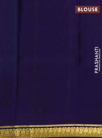 Pure mysore silk saree teal blue and dark blue with plain body and zari woven border