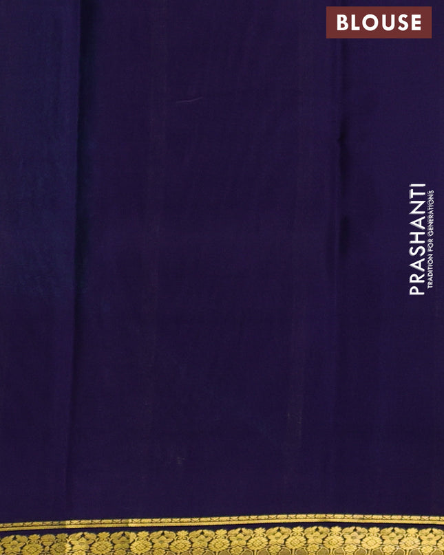 Pure mysore silk saree teal blue and dark blue with plain body and zari woven border