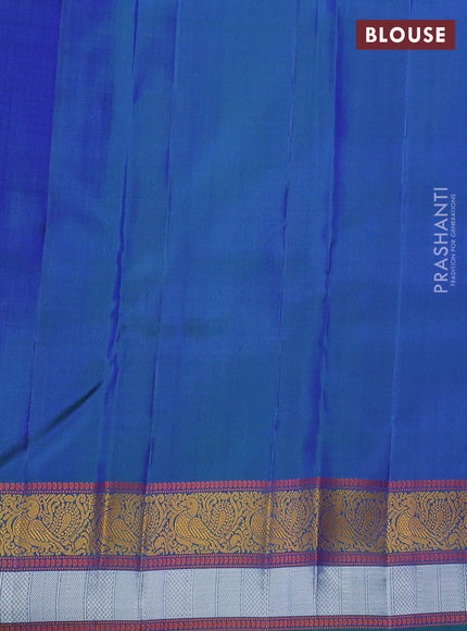 Pure mysore silk saree light blue and royal blue with plain body and zari woven border
