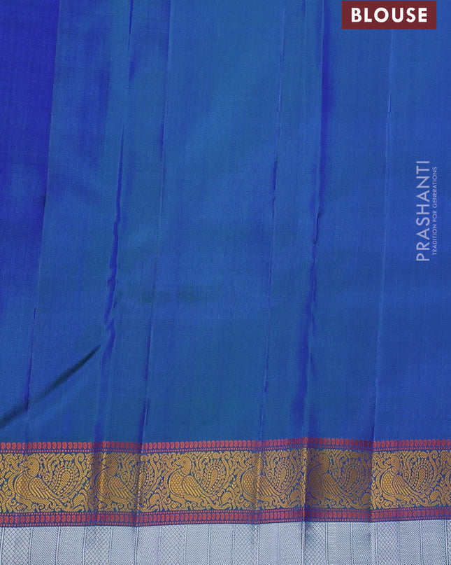 Pure mysore silk saree light blue and royal blue with plain body and zari woven border