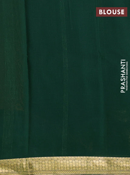 Pure mysore silk saree orange and green with plain body and zari woven border