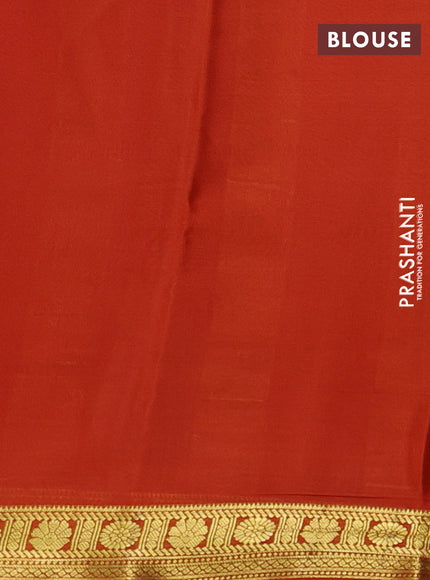 Pure mysore silk saree purple and orange with plain body and zari woven border