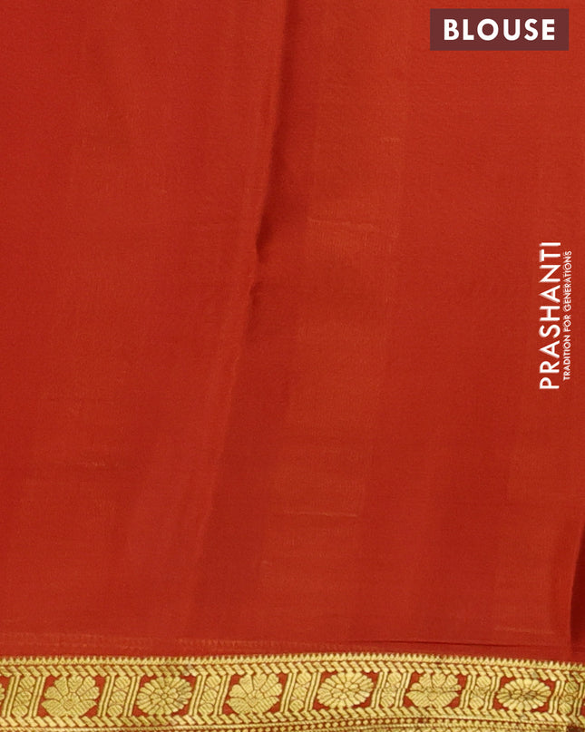 Pure mysore silk saree purple and orange with plain body and zari woven border