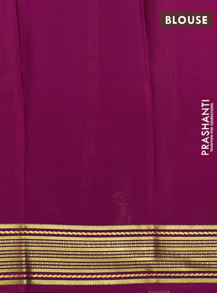 Pure mysore silk saree pista green and pink with plain body and zari woven border