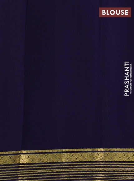 Pure mysore silk saree peacock blue and navy blue with plain body and zari woven border
