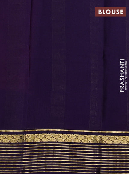 Pure mysore silk saree pink and violet with plain body and zari woven border