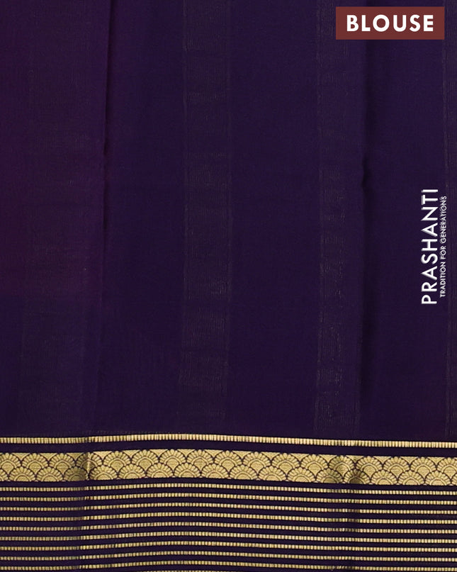 Pure mysore silk saree pink and violet with plain body and zari woven border