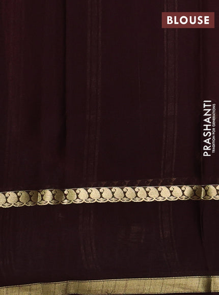 Pure mysore silk saree rustic orange and brown with allover zari checked pattern and rettapet zari woven border