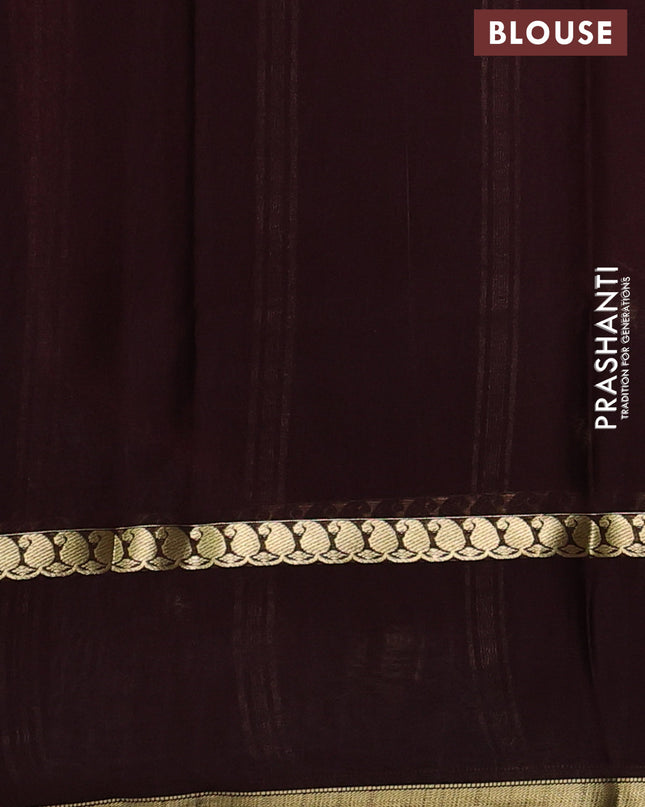 Pure mysore silk saree rustic orange and brown with allover zari checked pattern and rettapet zari woven border