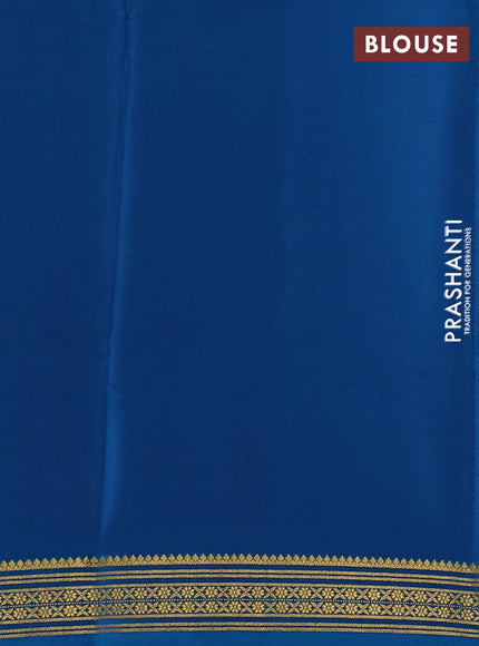 Pure mysore silk saree orange and cs blue with plain body and zari woven border