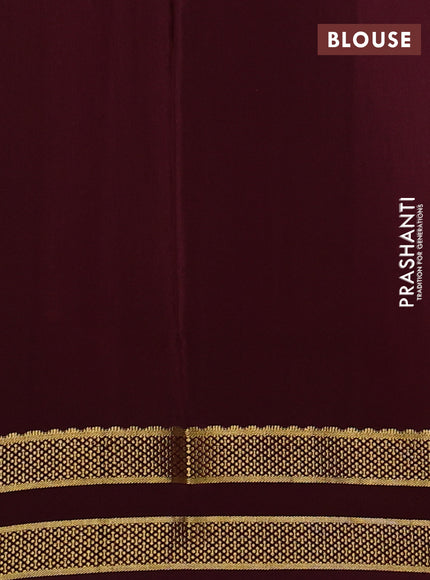 Pure mysore silk saree peach orange and deep maroon with allover zari checked pattern and rettapet zari woven border
