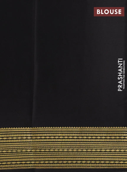 Pure mysore silk saree mustard yellow and black with plain body and zari woven border
