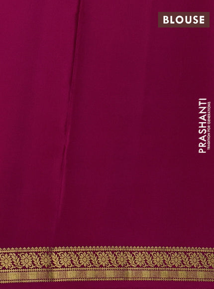 Pure mysore silk saree green and pink with allover zari checked pattern and zari woven border