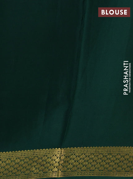 Pure mysore silk saree orange and green with allover zari checked pattern and zari woven border