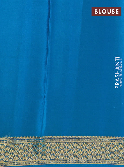 Pure mysore silk saree royal blue and cs blue with allover zari checked pattern and zari woven border