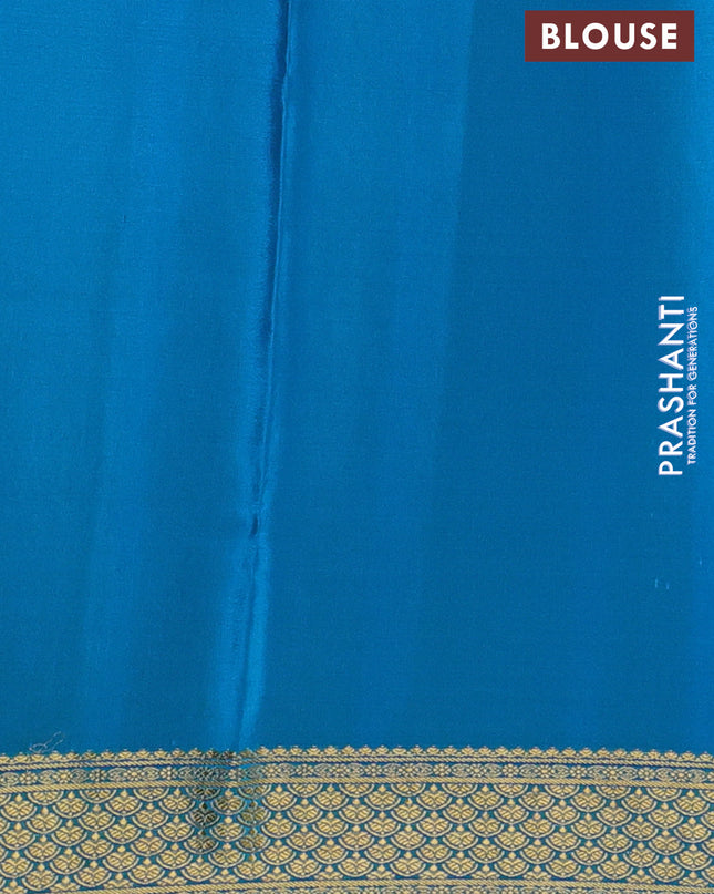 Pure mysore silk saree royal blue and cs blue with allover zari checked pattern and zari woven border