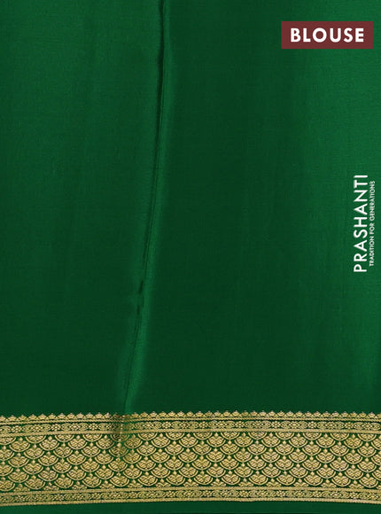 Pure mysore silk saree peach orange and green with allover zari checked pattern and zari woven border