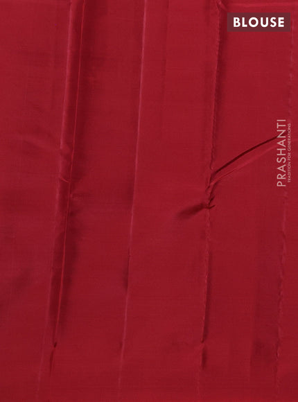 Kanchipuram silk saree violet and red with zari woven buttas in borderless style