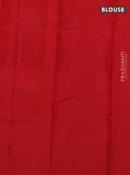 Kanchipuram silk saree mustard yellow and red with zari woven buttas in borderless style
