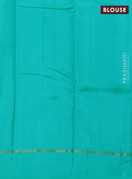 Kanchipuram silk saree maroon and teal blue with zari woven buttas and zari woven simple border
