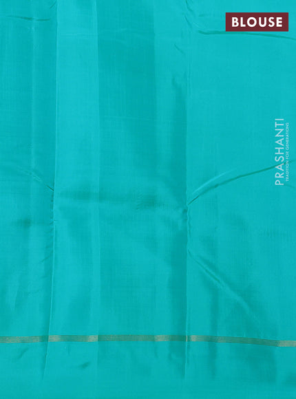Kanchipuram silk saree purple and teal green with zari woven buttas and zari woven simple border
