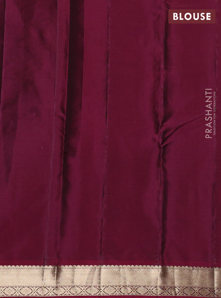 Kanchipuram silk saree dark green and dark pink with zari woven buttas and zari woven simple border