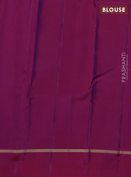 Kanchipuram silk saree deep violet and magenta pink with zari woven buttas and zari woven simple border