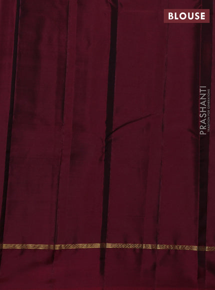 Kanchipuram silk saree mehendi green and maroon with zari woven buttas and zari woven simple border