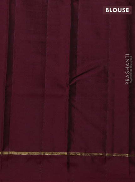 Kanchipuram silk saree green and maroon with zari woven buttas and zari woven simple border