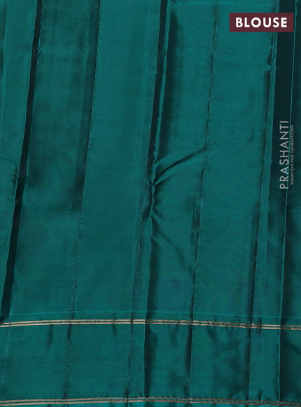 Kanchipuram silk saree maroon and teal green with temple zari woven buttas and rettapet zari woven border