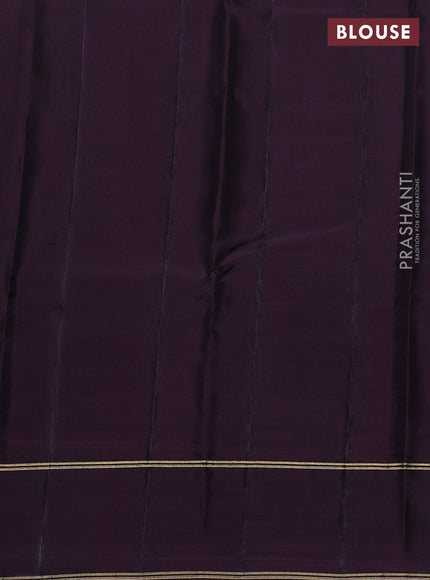 Kanchipuram silk saree peacock green and deep wine with temple zari woven buttas and rettapet zari woven border