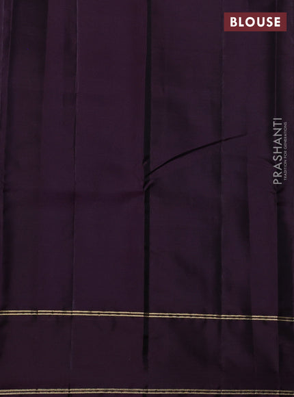 Kanchipuram silk saree blue and deep wine with temple zari woven buttas and rettapet zari woven border