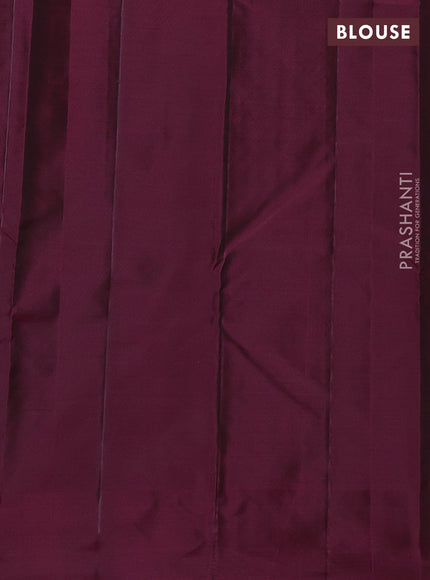 Kanchipuram silk saree green and maroon with zari woven buttas and zari woven butta border
