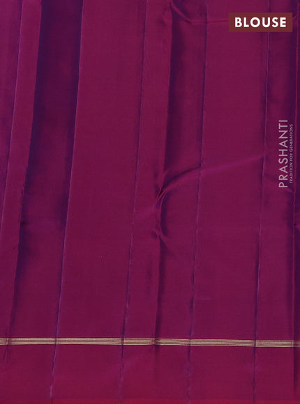 Kanchipuram silk saree blue and dark pink with zari woven buttas and zari woven simple border