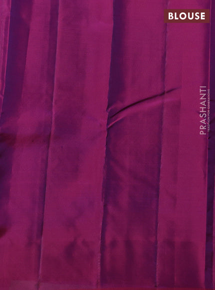 Kanchipuram silk saree blue and magenta pink with zari woven buttas and zari woven butta border