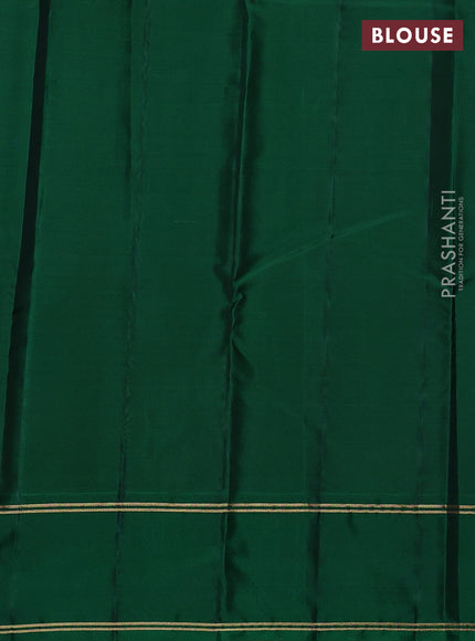 Kanchipuram silk saree orange and green with self emboss & zari weaves and rettapet zari woven border
