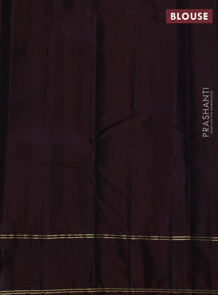 Kanchipuram silk saree peacock blue and deep maroon with self emboss & zari weaves and rettapet zari woven border