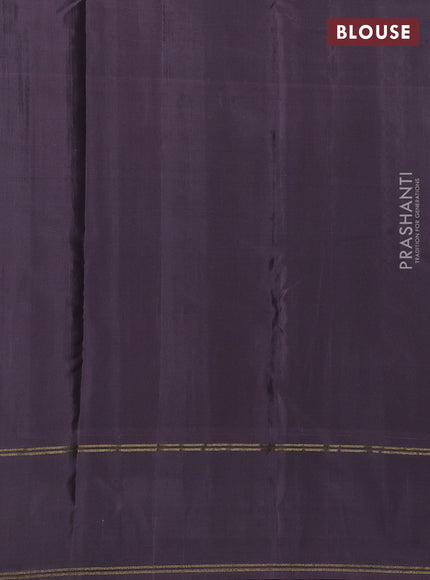 Kanchipuram silk saree blue and pastel lavender with allover zari weaves and rettapet zari woven border